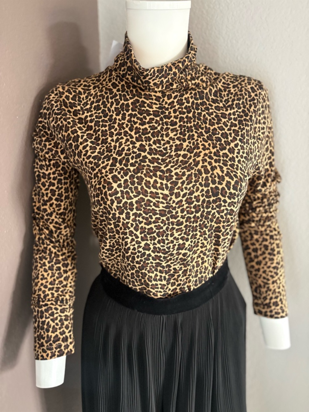 J. Crew Leopard Print Long Sleeve Turtleneck - Brown/Black